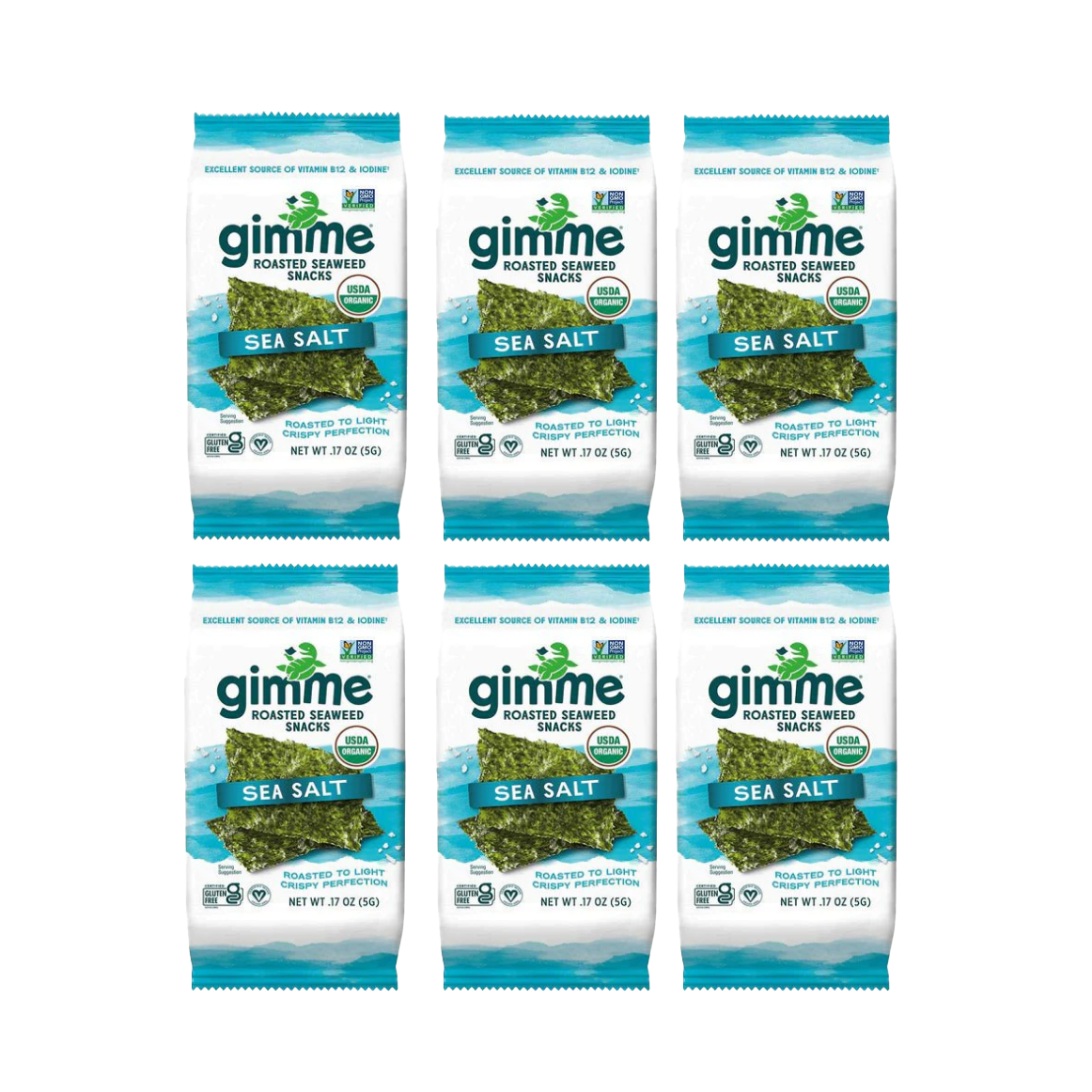 GIMME Roasted Seaweed Snacks Sea Salt 6pk