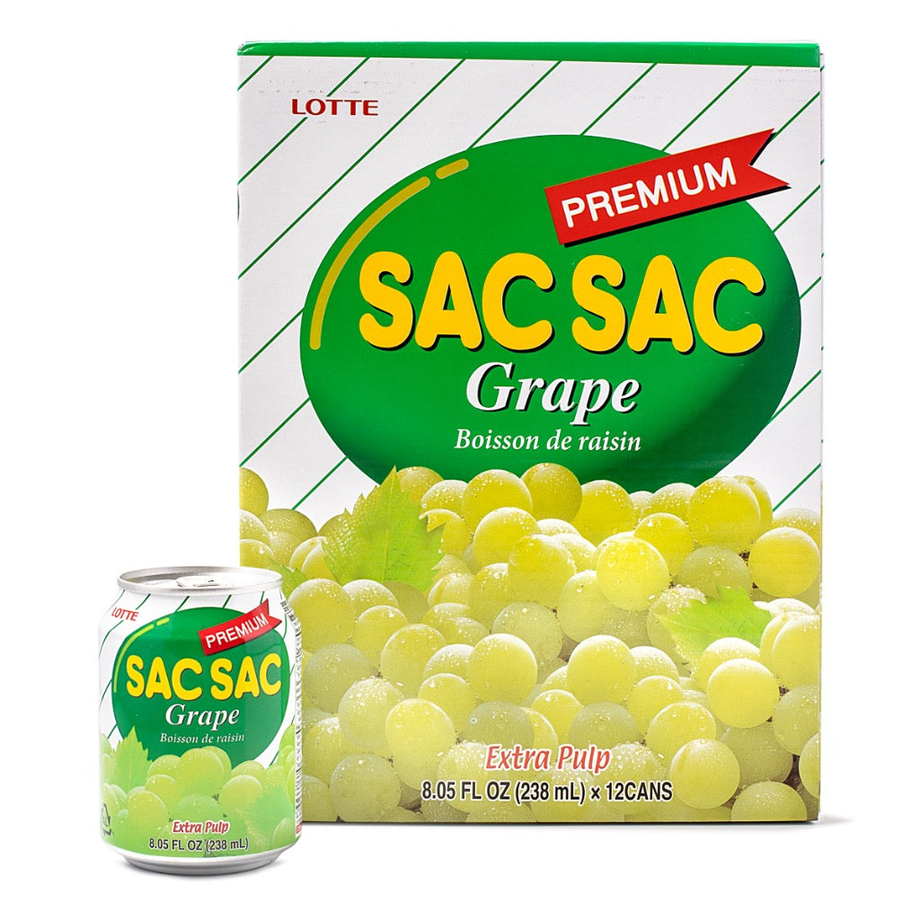 Lotte Sac Sac Grape Juice, Extra Pulp (12pk)
