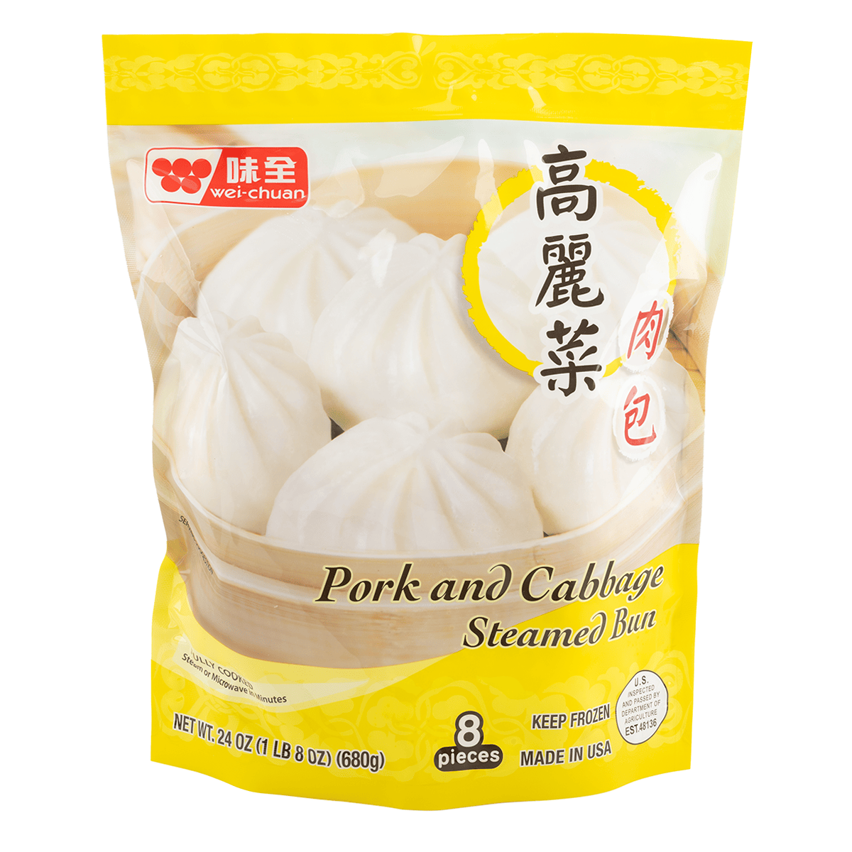 Wei-Chuan Cabbage and Pork Bun Steamed Bun, Frozen 8ct 24.00 oz