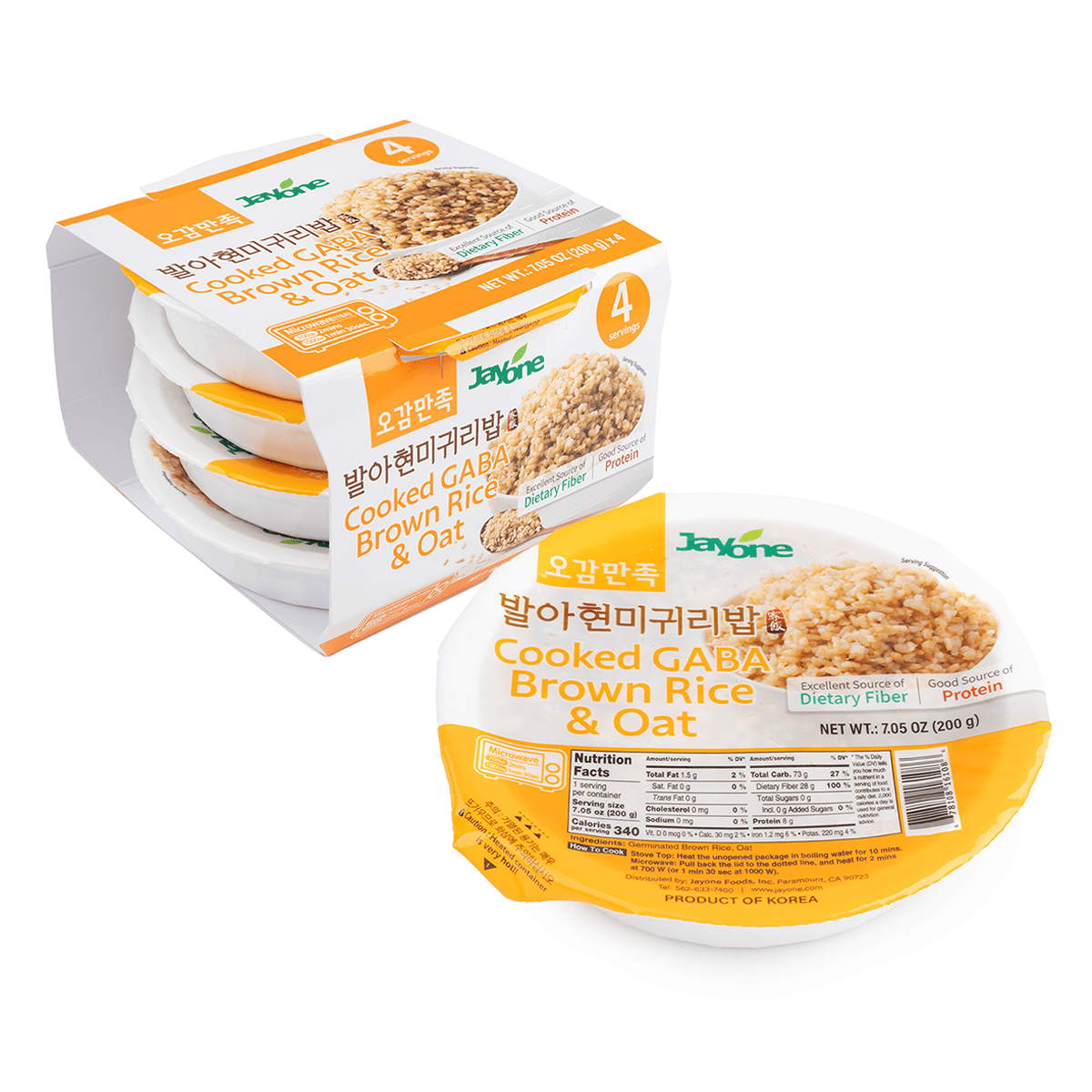 JAYONE Cooked GABA Brown Rice & Oat 200 g*4 counts