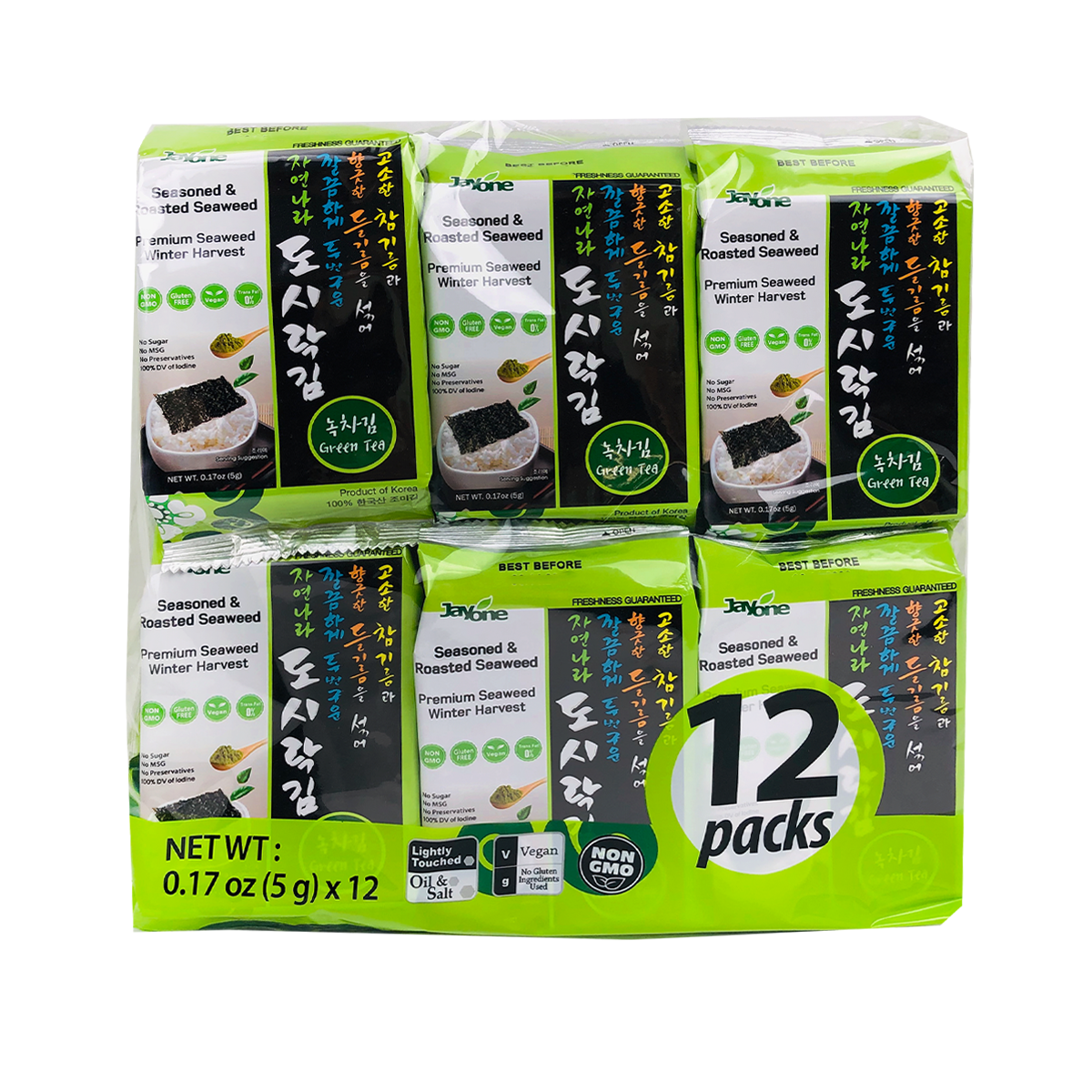 JAYONE Roasted Seaweed Snack-Green Tea Flavor