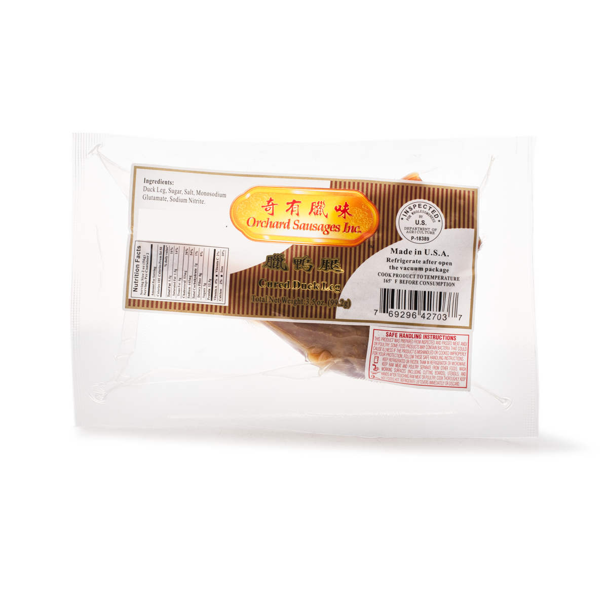 Orchard Suasges Cured Duck Leg 3.5oz