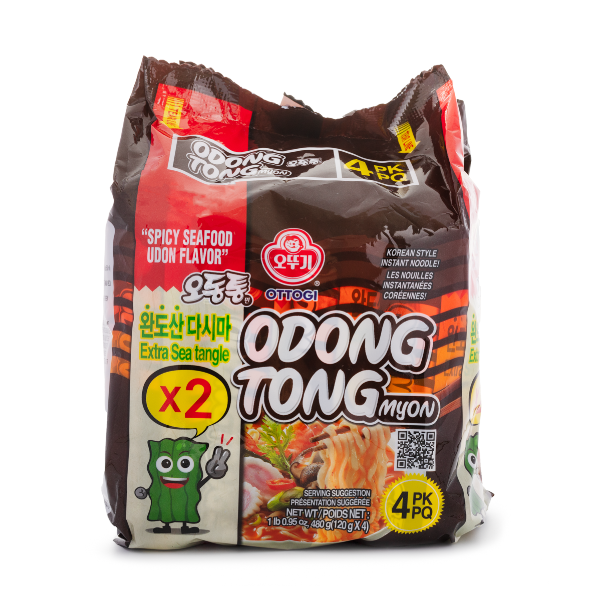 Ottogi Odongtong Myon Spicy Seafood Flavor 4 Pk