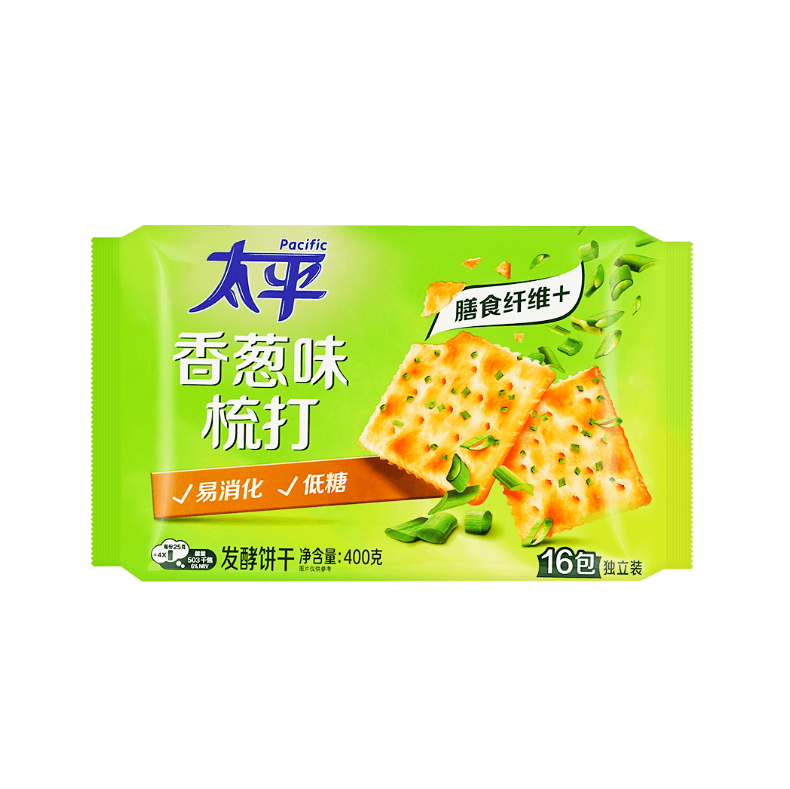 【Pacific】 Soda Crackers Chive Flavor （16 bags*25 g) 400g